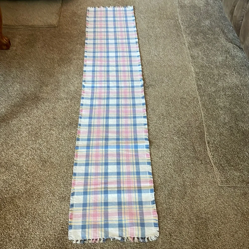 Spring Blue and pink plaid table runner # EASTER